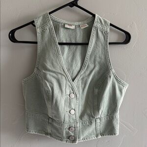 Levi's Sage Green Button-Down Vest Top